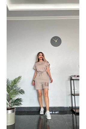 ست بالاتنه و پائین تنه قهوه ای زنانه بافتنی bonibon butikk - کد 834656188
