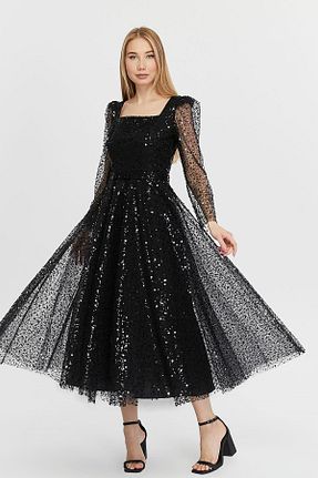 لباس مجلسی و فارغ التحصیلی مشکی زنانه پولک دوزی Asees - کد 821196485