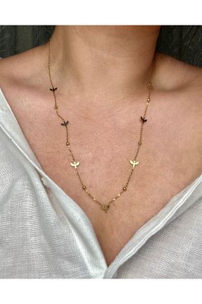 گردنبند استیل ( فولاد ) طلائی زنانه استیل (فولاد) MK AKSESUAR - کد 849839650