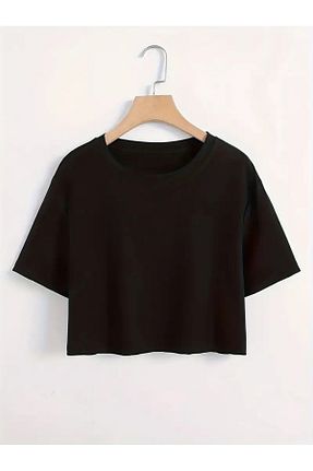تیشرت مشکی زنانه کراپ EYAX MODA - کد 849934395