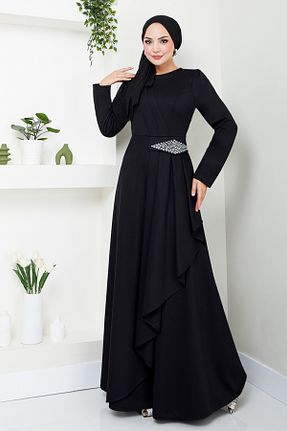 لباس مجلسی حجاب مشکی زنانه یقه ایستاده ModaMerve - کد 849937104