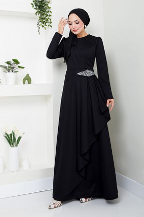 لباس مجلسی حجاب مشکی زنانه یقه ایستاده ModaMerve - کد 849937104