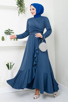 لباس مجلسی حجاب سرمه ای زنانه یقه دوچرخه ModaMerve - کد 849941968
