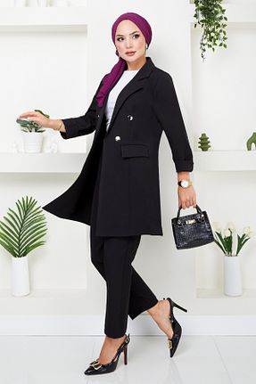 ست بالاتنه و پائین تنه حجاب مشکی زنانه Blazer ModaMerve - کد 849946870