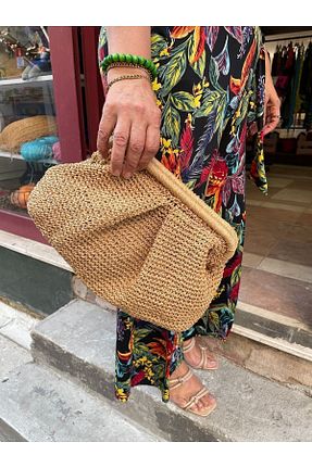 کیف دستی خاکی زنانه سایز متوسط Örgü Hobi Market - کد 806579119