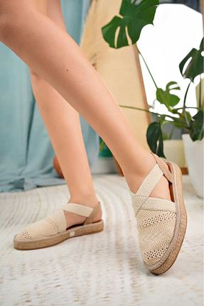صندل بژ زنانه پاشنه تخت Odal Shoes - کد 809278696