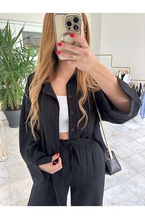 ست بالاتنه و پائین تنه مشکی زنانه بافت GG Style - کد 828930363