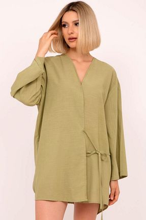 کیمونو و کافتان خاکی زنانه کتان MissThetis - کد 849958455