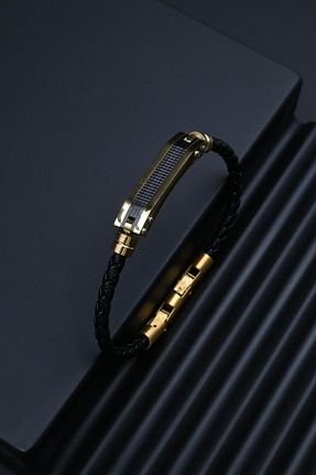 دستبند استیل (فولاد) طلائی مردانه استیل (فولاد) FRNCH - کد 849995190