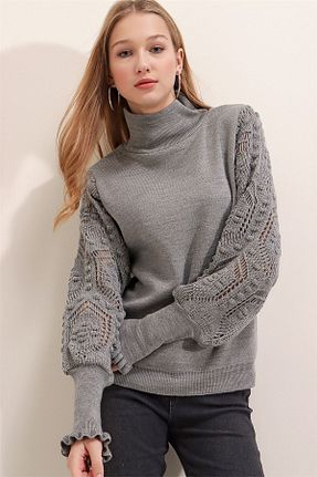 پلیور طوسی زنانه ساده TRQOM - کد 850001007