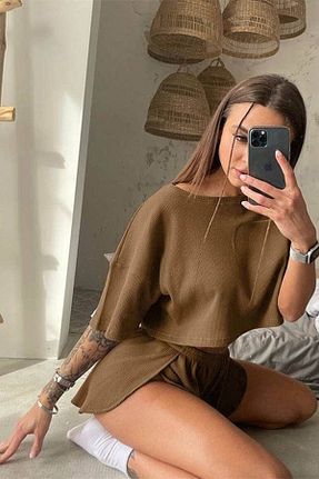 ست بالاتنه و پائین تنه قهوه ای زنانه جین Wesby - کد 850024807