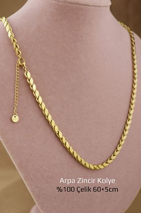 گردنبند استیل ( فولاد ) طلائی زنانه استیل (فولاد) Keyifli Hayaller - کد 815720816
