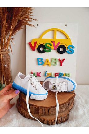 کفش اسنیکر سفید بچه گانه بند دار VOSVOSBABYSTORE - کد 126681632