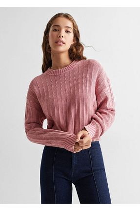 پلیور صورتی زنانه ساده MANGO Teen - کد 787876521