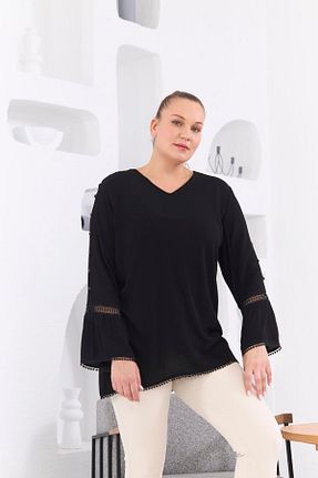 بلوز سایز بزرگ مشکی زنانه سایز بزرگ Rmg - کد 834433608