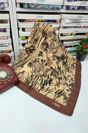 روسری قهوه ای پلی استر nehir eşarp - کد 849779283