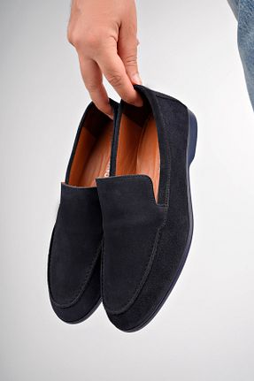 کفش کژوال سرمه ای مردانه چرم خالص Deripabuc - کد 845832221