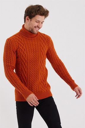پلیور نارنجی مردانه Saç Örgü Tarz Cool - کد 347683202