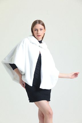 پانچو سفید زنانه KürkZone - کد 639607898