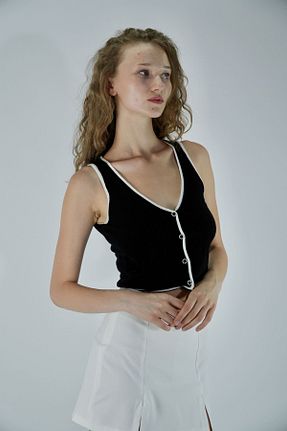 بلوز مشکی زنانه یقه هفت Butik - کد 849278312