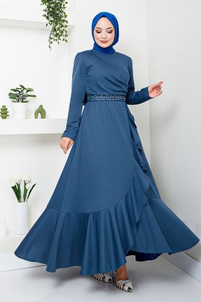 لباس مجلسی حجاب سرمه ای زنانه یقه دوچرخه ModaMerve - کد 849941968
