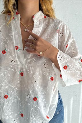 بلوز سفید زنانه ساده FEMELLE - کد 849957403