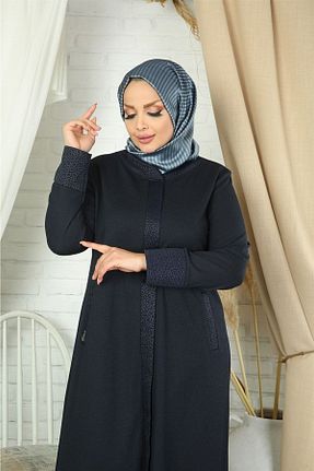 کلاه و ابایا سرمه ای زنانه مخلوط ویسکون Tuğralı - کد 162634326