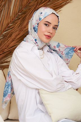 شال آبی زنانه پنبه (نخی) کد 849976466