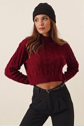 پلیور زرشکی زنانه Saç Örgü citystyle - کد 850000110
