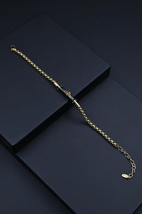 دستبند استیل (فولاد) طلائی مردانه استیل (فولاد) FRNCH - کد 849995212