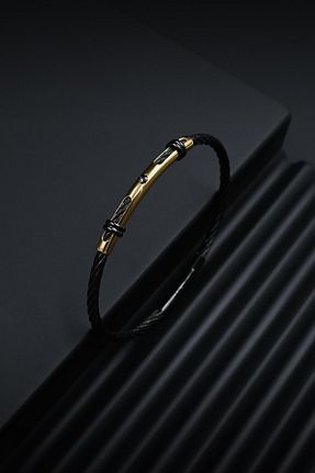 دستبند استیل (فولاد) طلائی مردانه استیل (فولاد) FRNCH - کد 849994873
