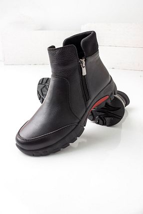 بوت / نیم بوت مشکی زنانه چرم خالص MY DERİ - کد 850033918