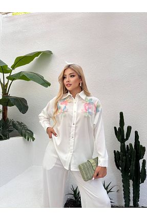 پیراهن سفید زنانه گشاد NEW STATION - کد 850078923