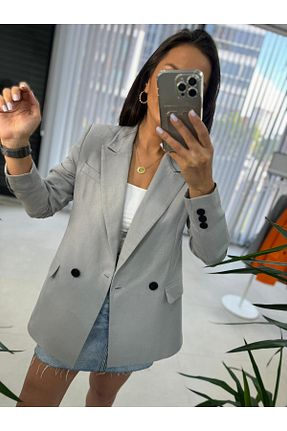 کت بلیزر طوسی زنانه کتان caddstore - کد 850091794
