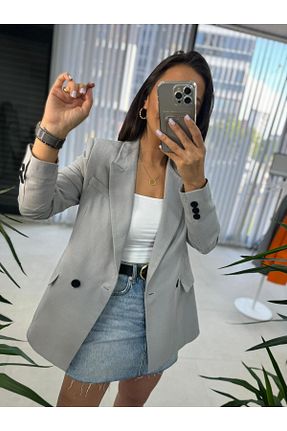 کت بلیزر طوسی زنانه کتان caddstore - کد 850091794
