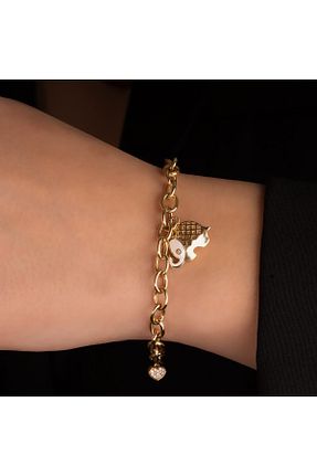 دستبند طلا طلائی زنانه 14 عیار hakan mücevherat - کد 849763857