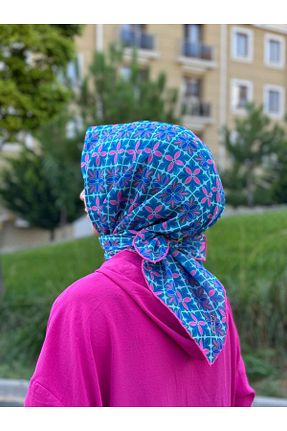 دستمال گردن آبی زنانه پنبه ای MONOOR - کد 849773488