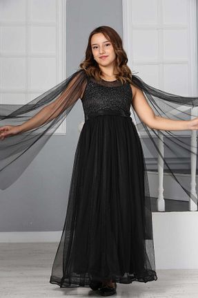 لباس مجلسی و فارغ التحصیلی مشکی بچه گانه بدون آستین Asortix - کد 849768026