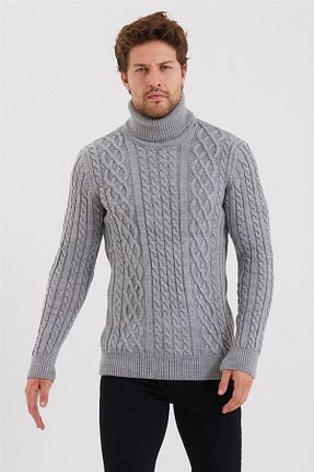پلیور طوسی مردانه Saç Örgü Tarz Cool - کد 347683002