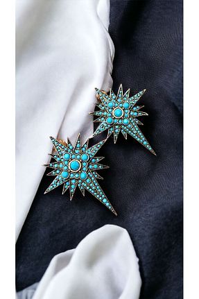 گوشواره جواهر فیروزه ای زیرکن FAYRA ACCESSORIES - کد 816853098