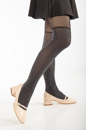 کفش پاشنه بلند کلاسیک بژ زنانه چرم لاکی MYDERİN SHOES - کد 849904311