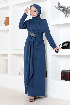 لباس مجلسی حجاب سرمه ای زنانه یقه دوچرخه ModaMerve - کد 849934159