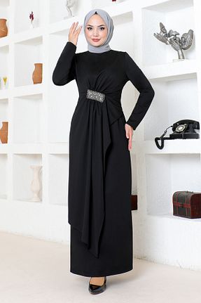 لباس مجلسی حجاب مشکی زنانه یقه دوچرخه ModaMerve - کد 849934330