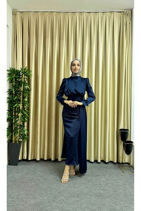 لباس مجلسی و فارغ التحصیلی سرمه ای زنانه آستین استاندارد moda zeynaa - کد 849947173