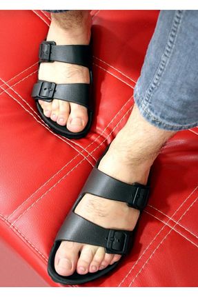 دمپائی مشکی مردانه چرم مصنوعی NİLS FASHİON - کد 844597483