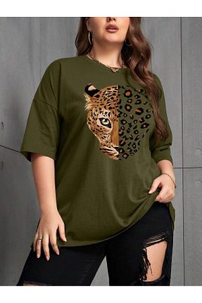 تیشرت سایز بزرگ سبز مردانه اورسایز MODAVİBE - کد 850001079