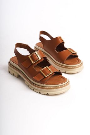 صندل قهوه ای زنانه پاشنه ضخیم Shoesers - کد 818164089