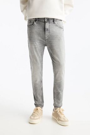 شلوار جین طوسی مردانه پاچه تنگ Pull & Bear - کد 850029510