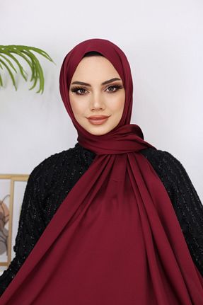 شال زرشکی زنانه پلی ساتن Zerlinda - کد 786069589