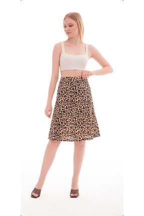 دامن قهوه ای زنانه پنبه ای MODA CAN ZEHRA - کد 698626768